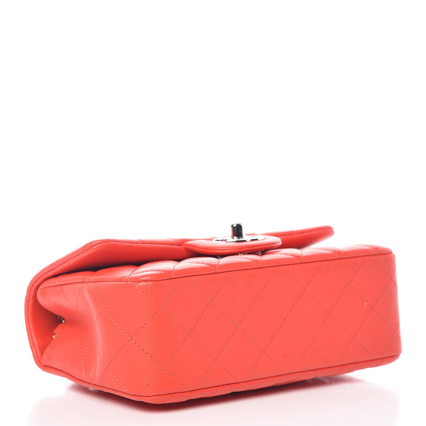 Lambskin Quilted Mini Rectangular Flap Red