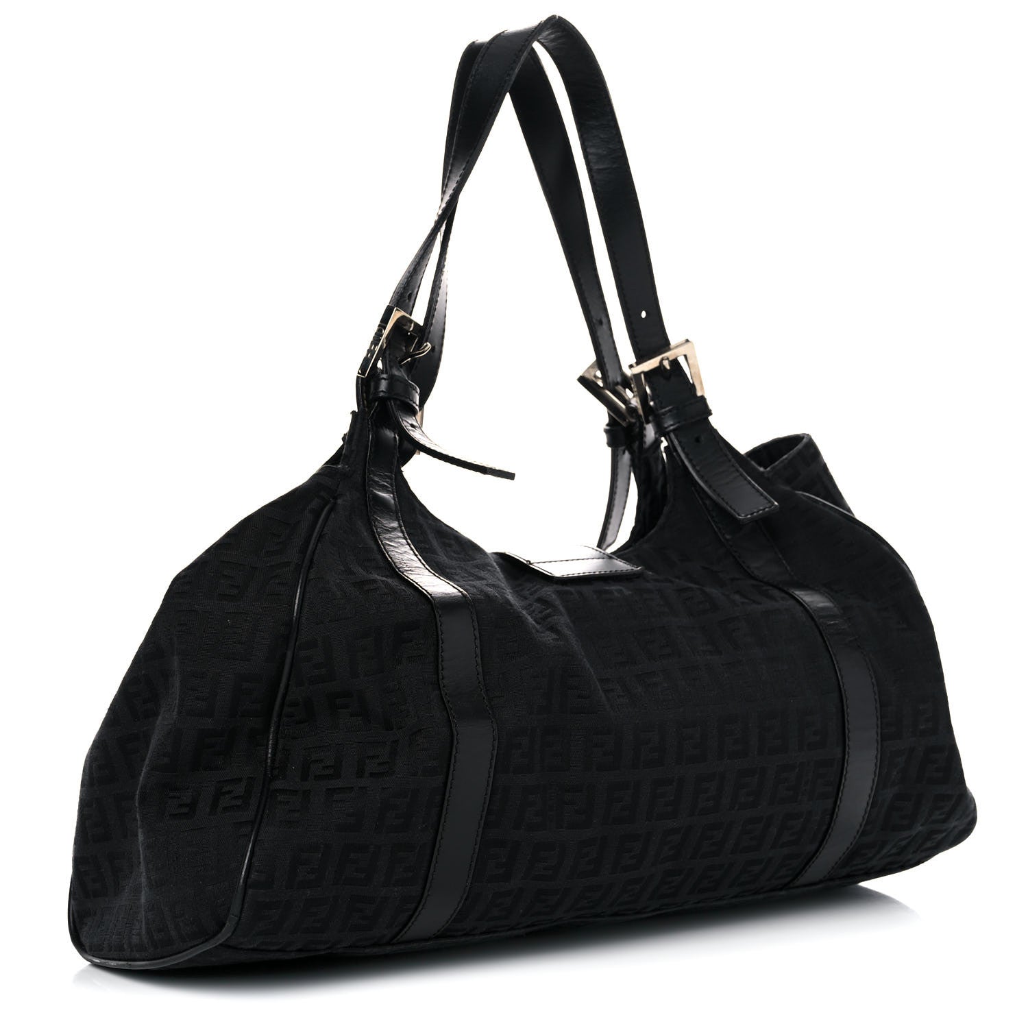 Fendi Zucchino Vitello Shoulder Bag Black 2 of 21