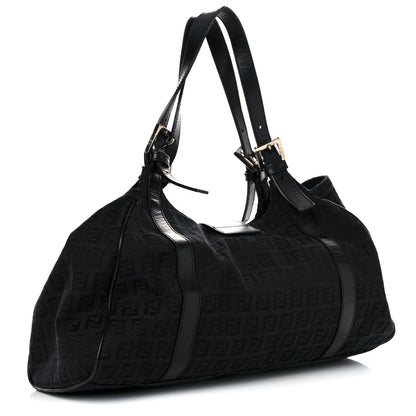 Fendi Zucchino Vitello Shoulder Bag Black 2 of 21