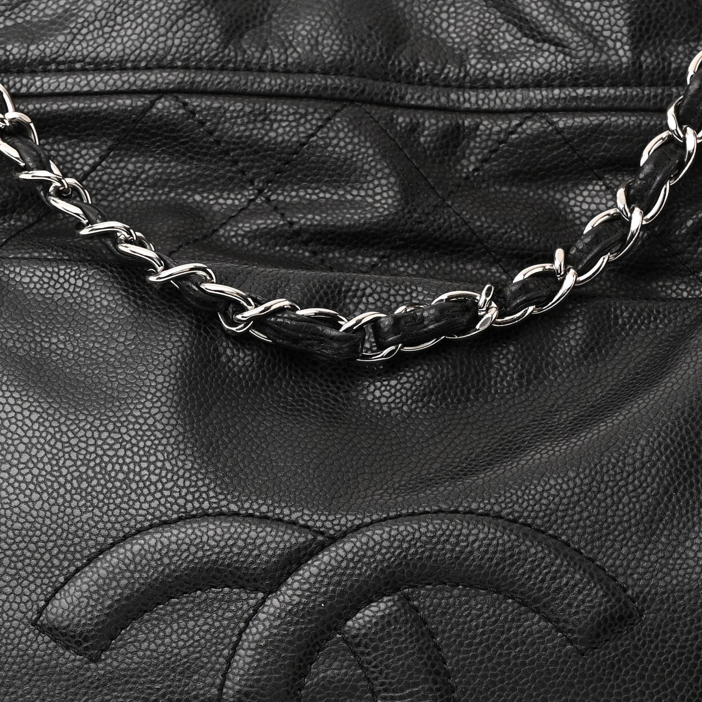 Caviar Stitched Timeless CC Soft Tote Black