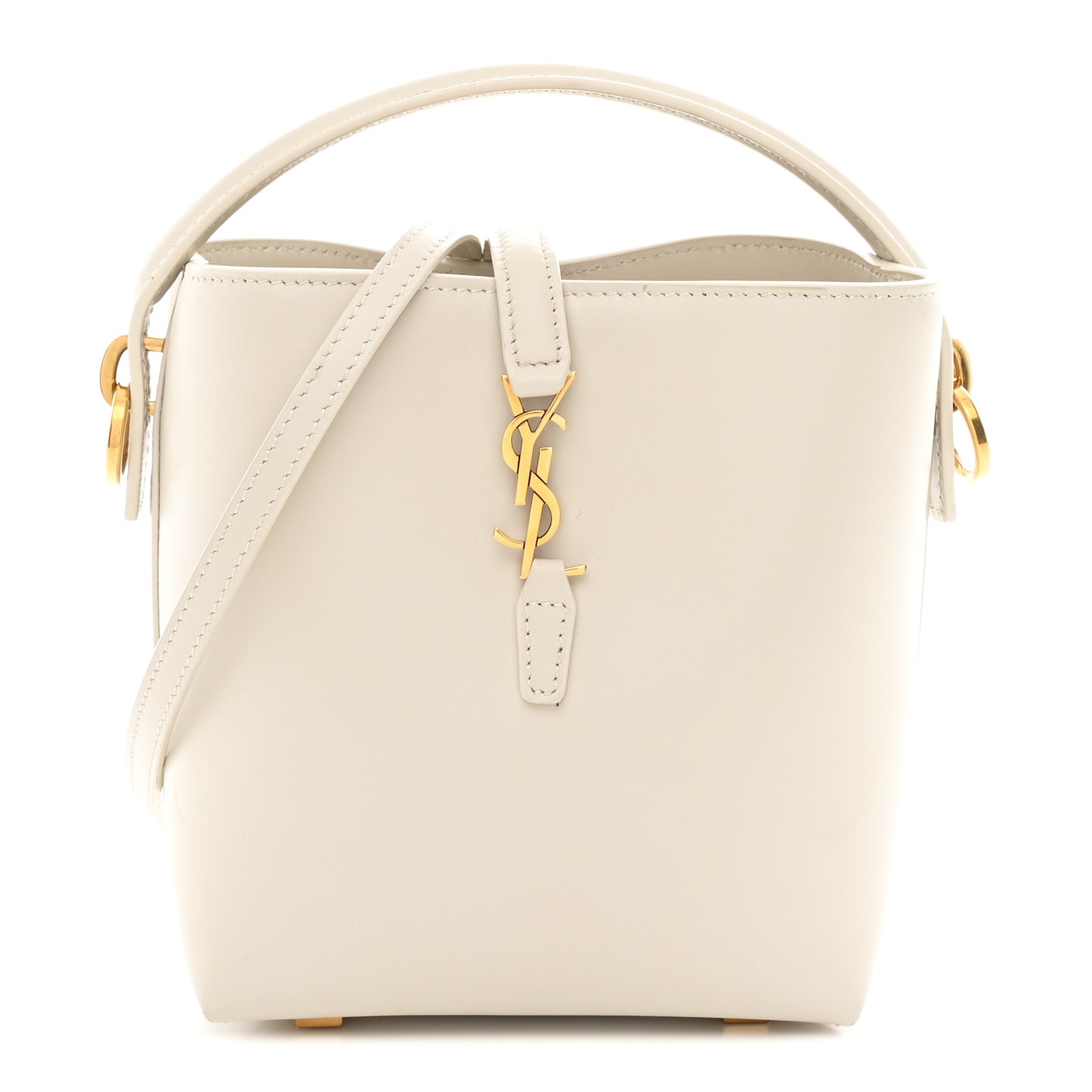 Shiny Calfskin Le 37 Mini Bucket Bag Blanc Vintage