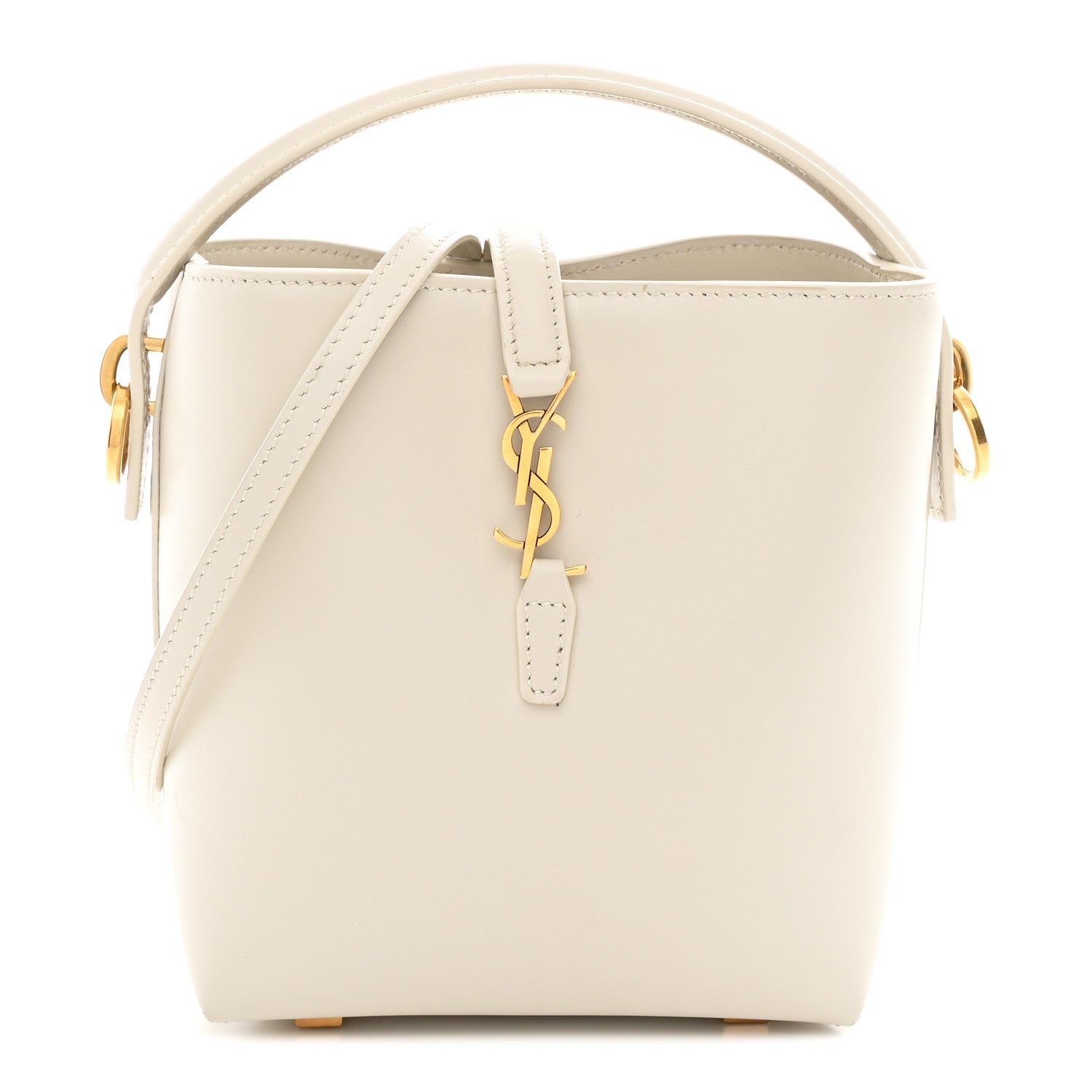 Saint Laurent Shiny Calfskin Le 37 Mini Bucket Bag Blanc Vintage 1 of 10