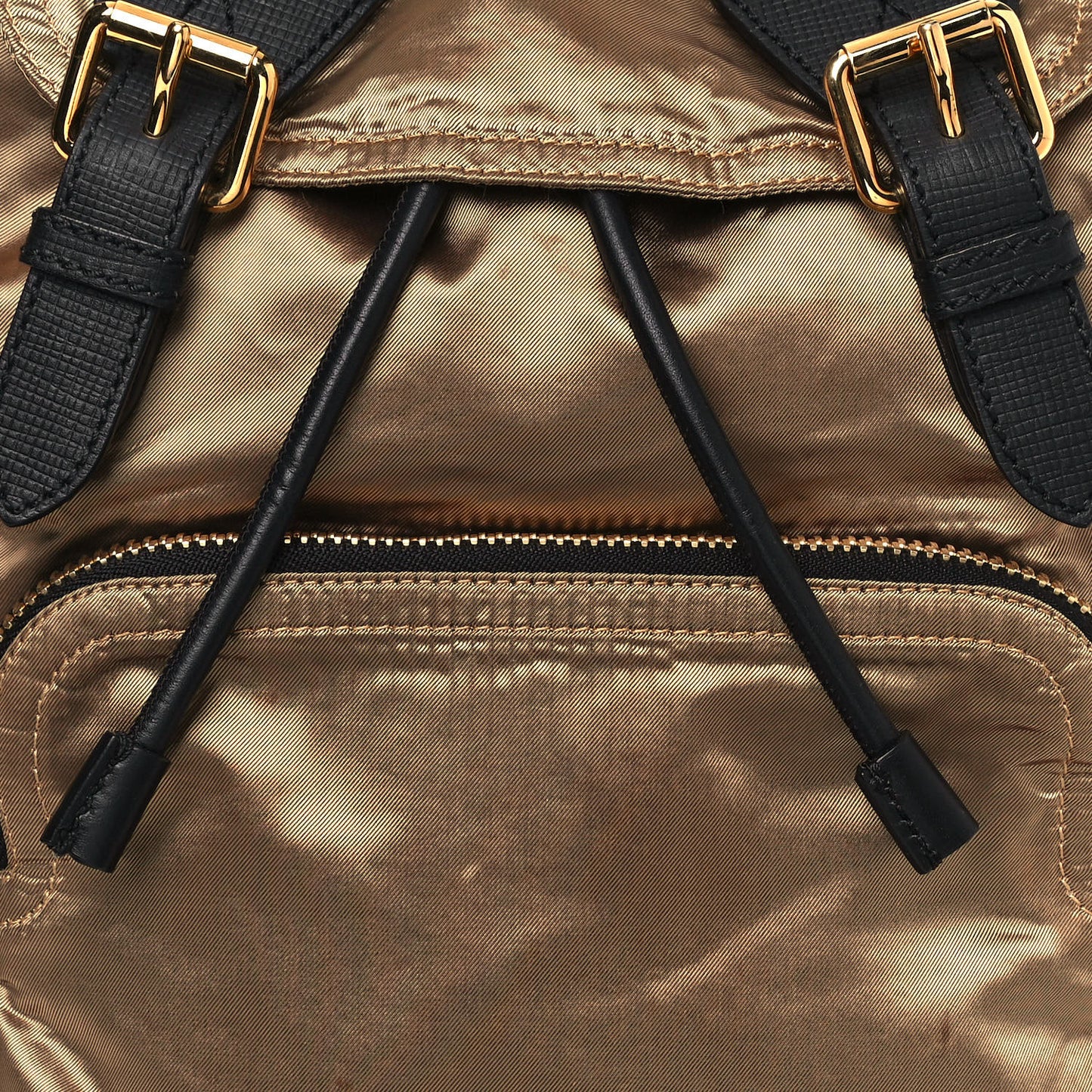 Metallic Satin Nylon Medium Rucksack Backpack Gold