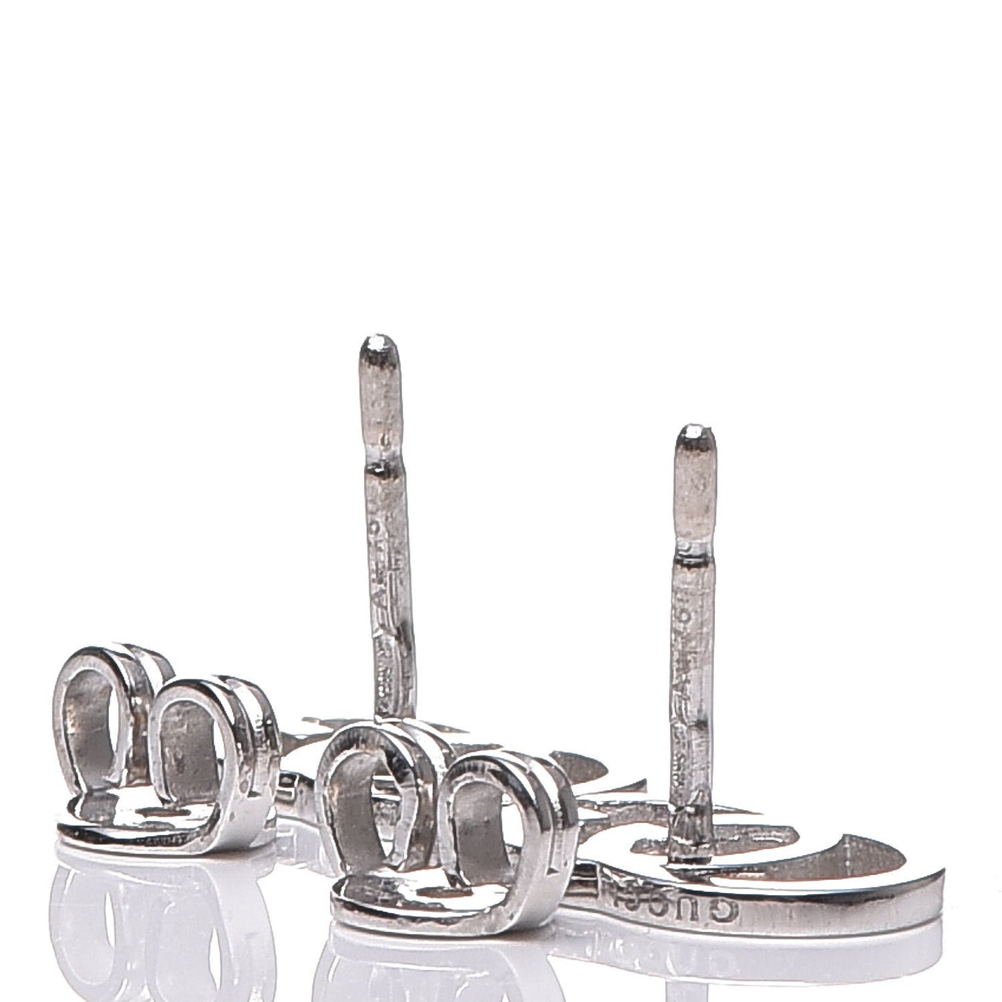 18K White Gold GG Tissue Stud Earrings