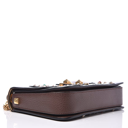 Valentino Garavani Grained Calfskin Tribal B-Rockstud Rolling Flap Cacao 4 of 12