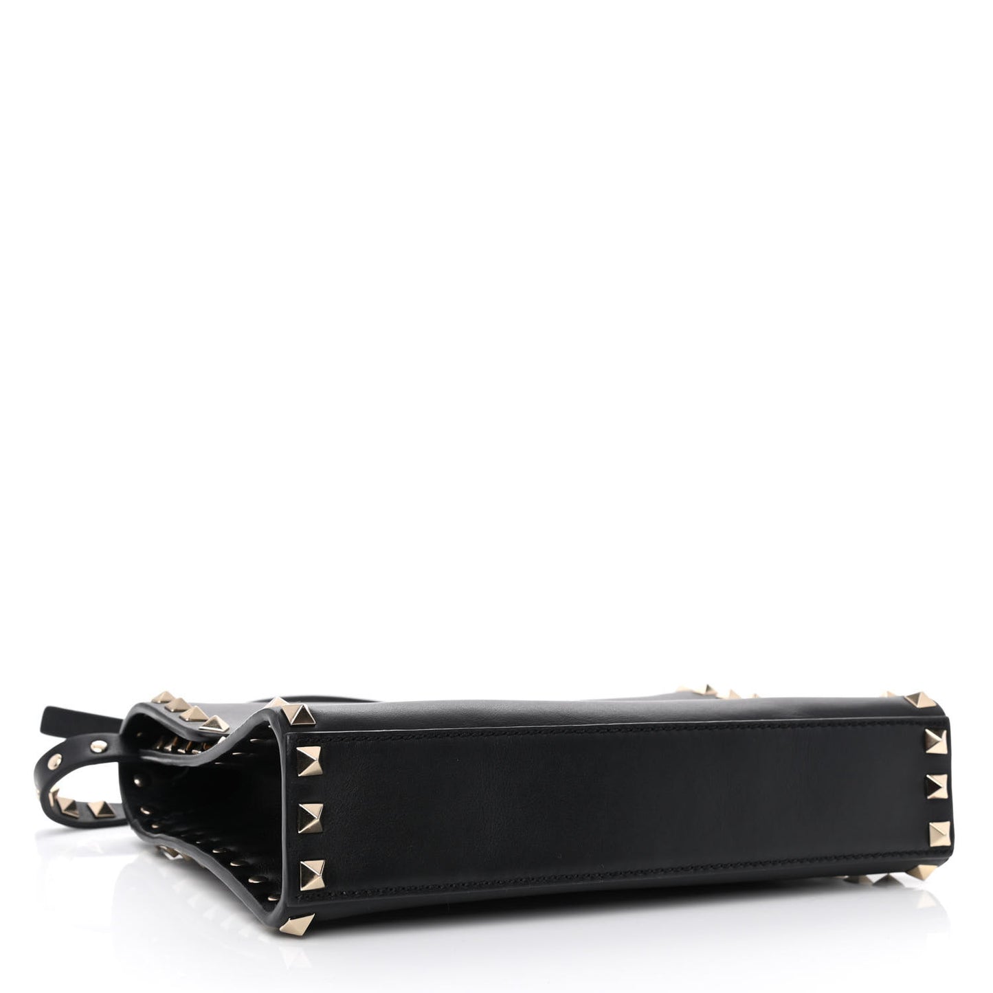 Vitello Medium Rockstud Flip Lock Crossbody Bag Black