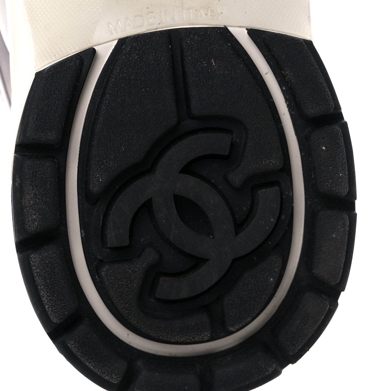 Chanel Fabric Laminated Calfskin Stretch CC Sneakers 39 White Silver 6 of 10