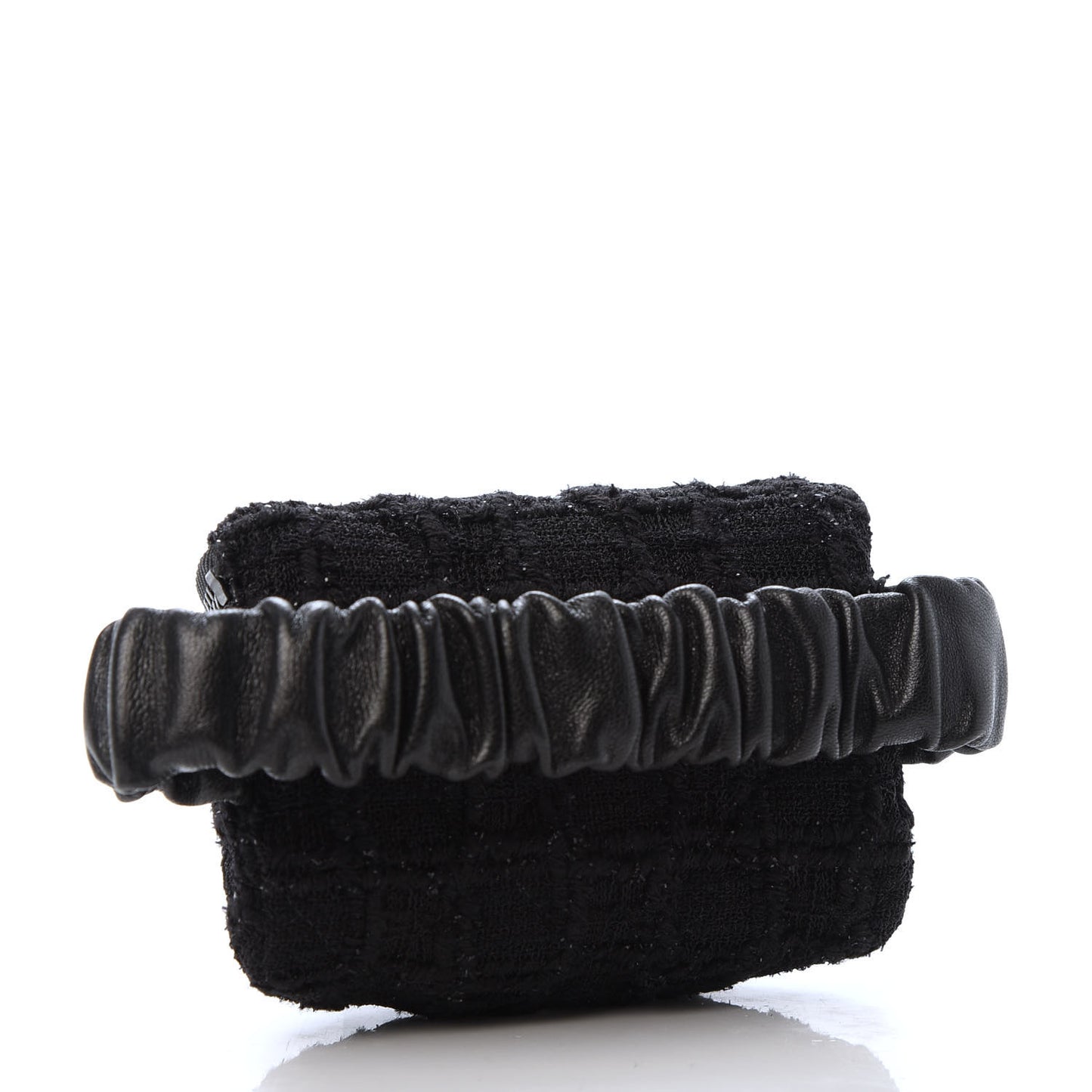 Tweed Lambskin Quilted Arm Coin Purse Black