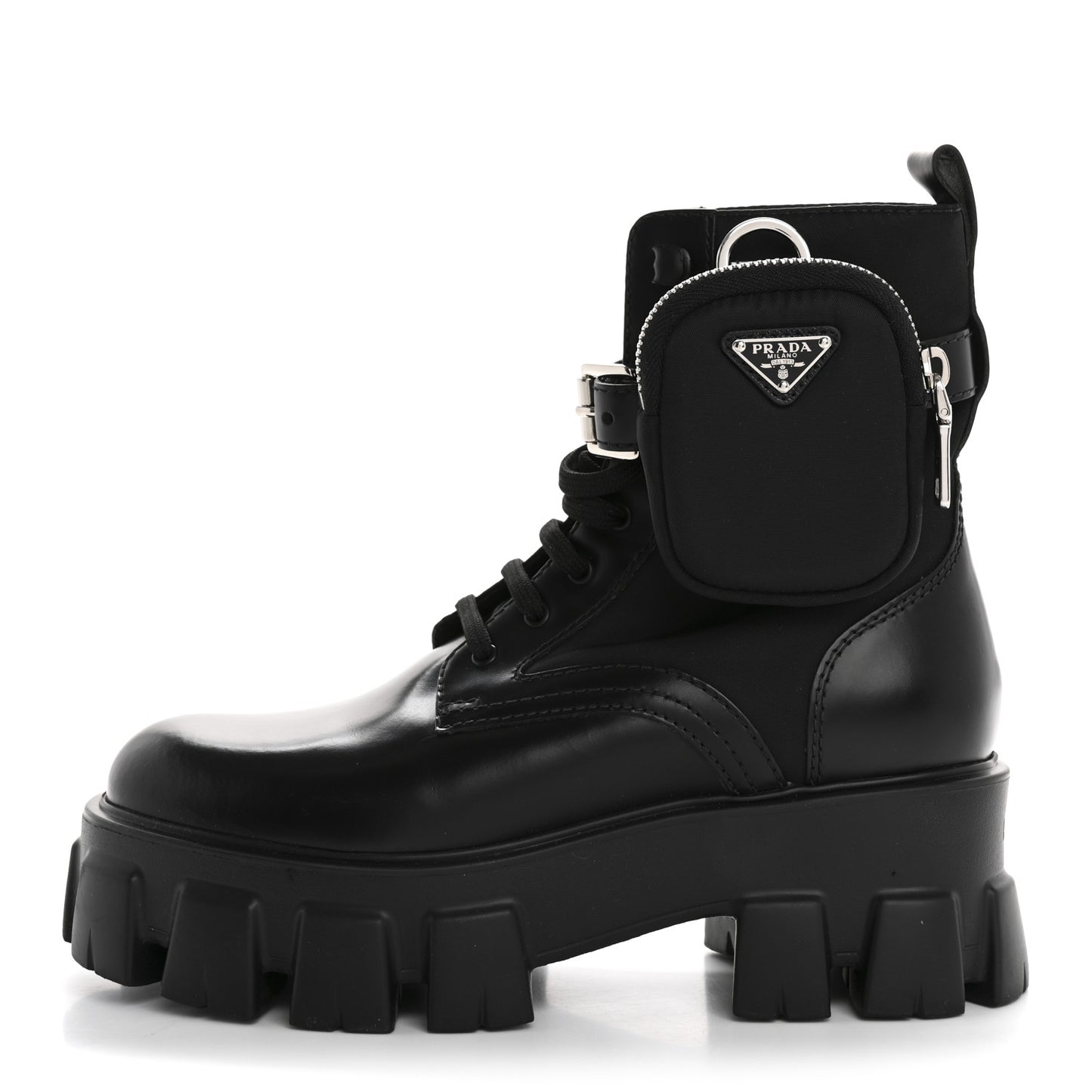 Spazzolato Rois Nylon Metal Triangle Logo Monolith Pouch Pocket 55mm Boots 36.5 Black