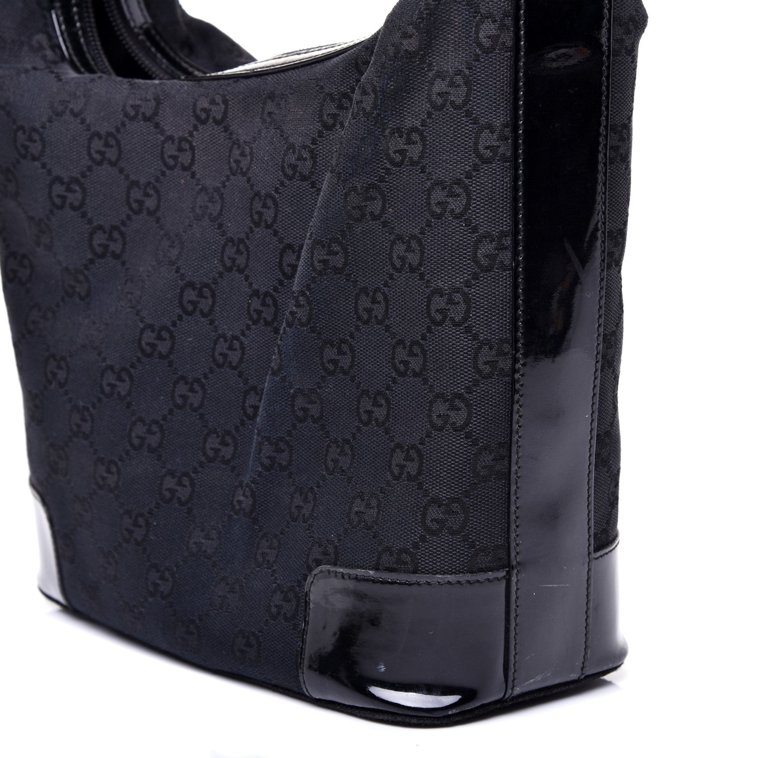 Gucci Canvas Patent Monogram Shoulder Bag Black 11 of 13