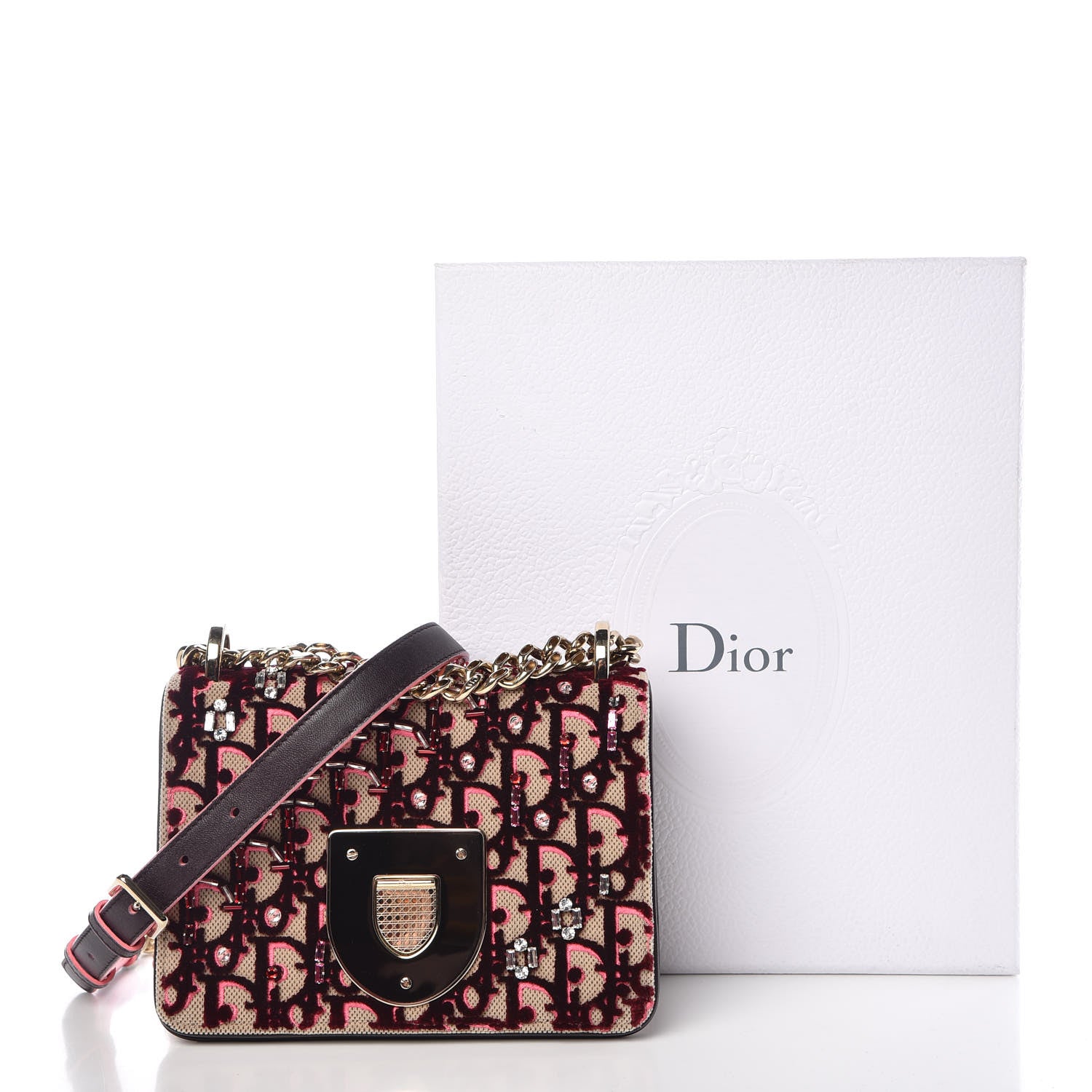 Christian Dior Velvet Crystal Small Diorama Club Flap Bag Plum 11 of 11