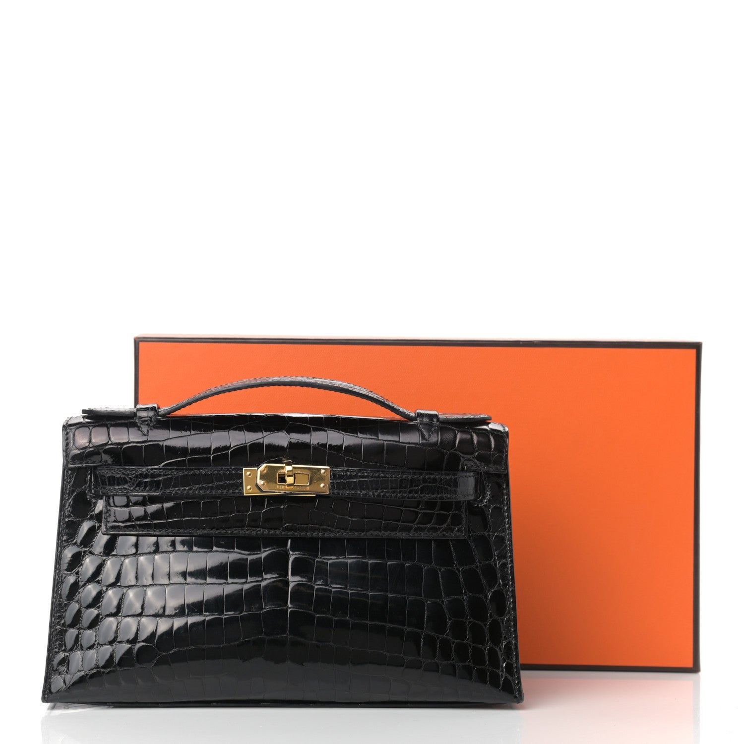 Hermes Shiny Niloticus Crocodile Kelly Pochette Black 11 of 11