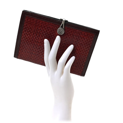 Fendi Calfskin Woven Passport Cover Red 2 of 6