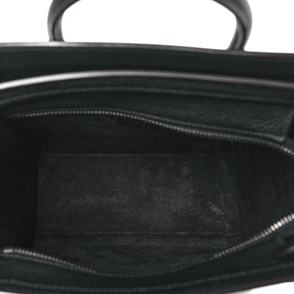 Celine Drummed Calfskin Nano Luggage Black 5 of 10