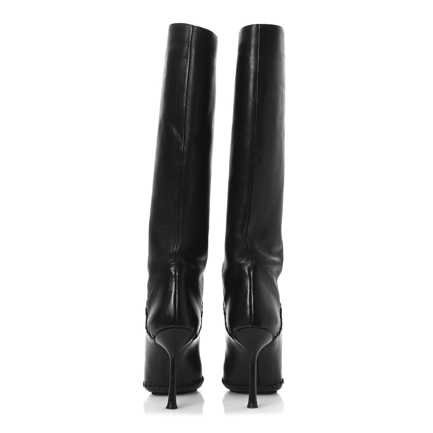 Nappa Stitched Knee High Boots 38.5 Black
