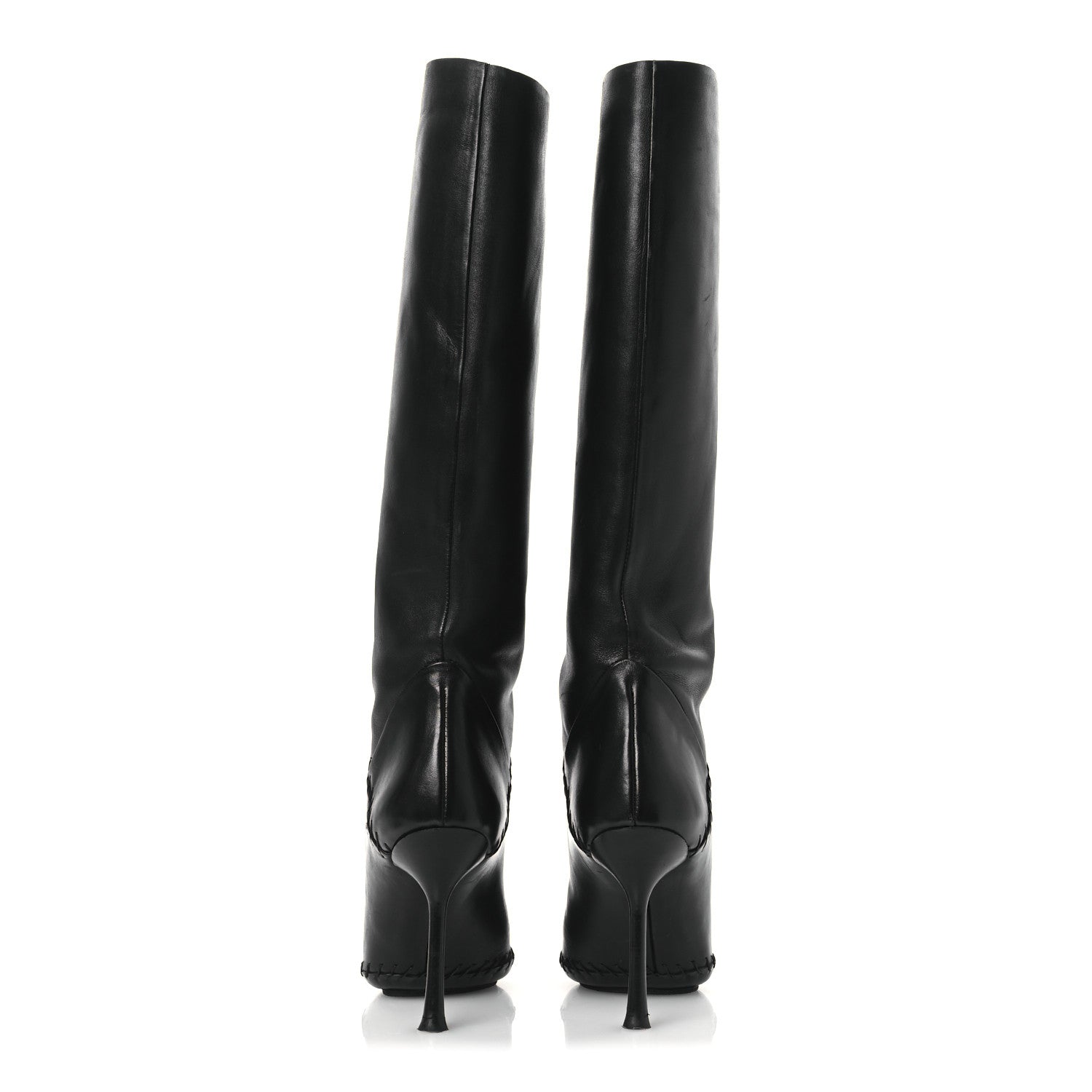 Gucci Nappa Stitched Knee High Boots 38.5 Black 6 of 12