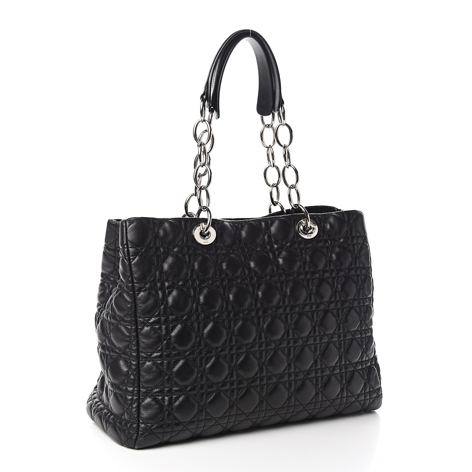 Christian Dior Lambskin Cannage Medium Dior Soft Shopping Tote Black 2 of 12