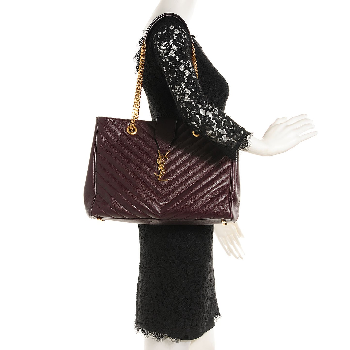 Grain de Poudre Matelasse Chevron Monogram Shopping Bag Bordeaux