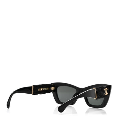 Chanel Acetate Tweed CC Cat Eye Sunglasses 71550A Black 4 of 7