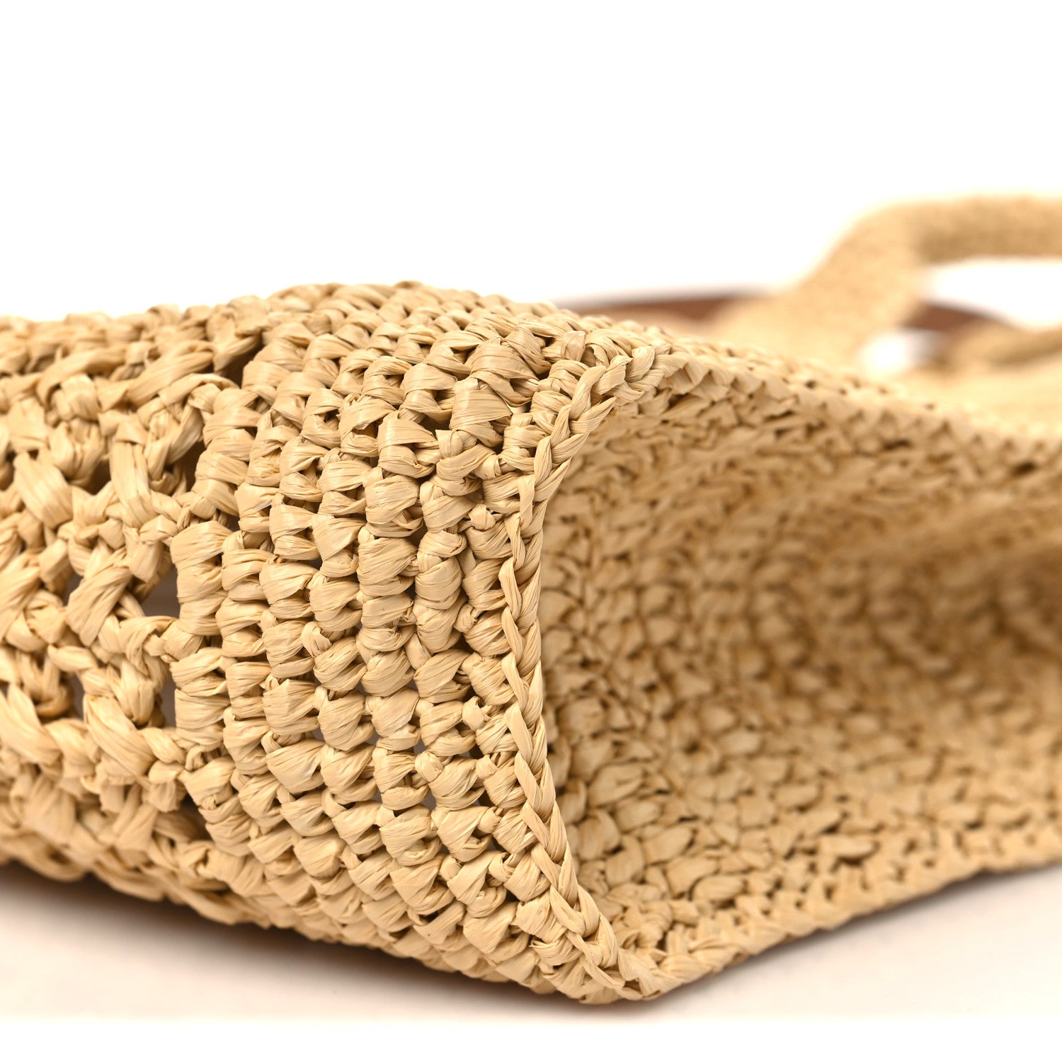 Miu Miu Raffia Crochet Woven Tote Bag Beige 10 of 10