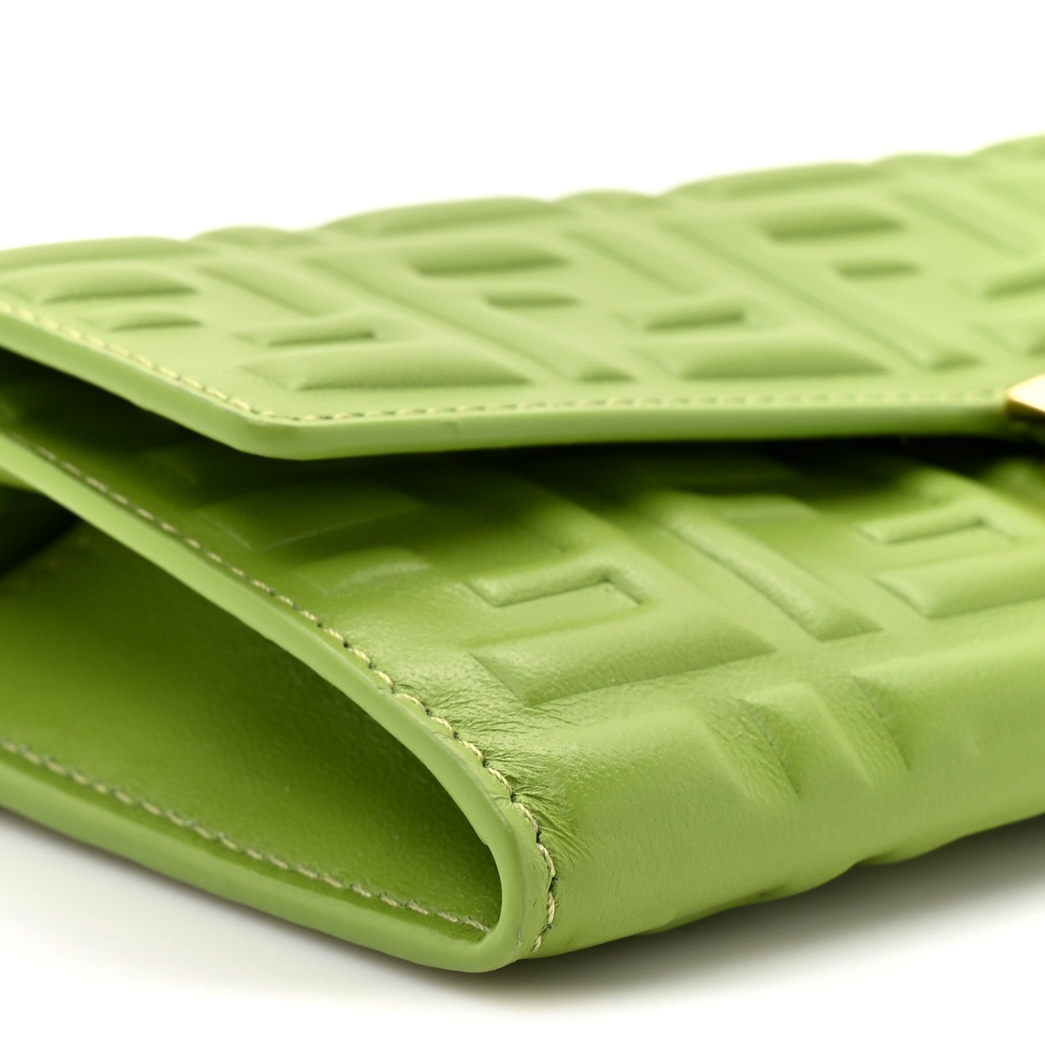 Fendi Nappa Matisse FF Embossed Baguette Continental Wallet With Chain Rain Forest 10 of 11