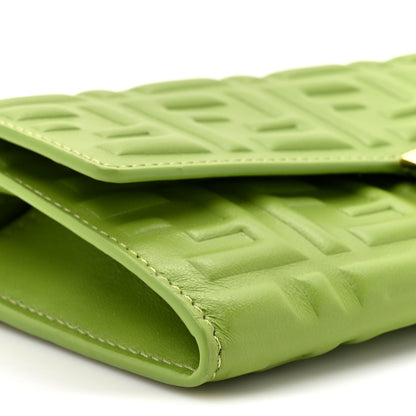 Fendi Nappa Matisse FF Embossed Baguette Continental Wallet With Chain Rain Forest 10 of 11