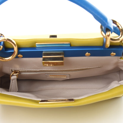 Fendi Nappa Colorblock Mini Peekaboo Iconic Satchel Lime Blue Royal Latte 5 of 15