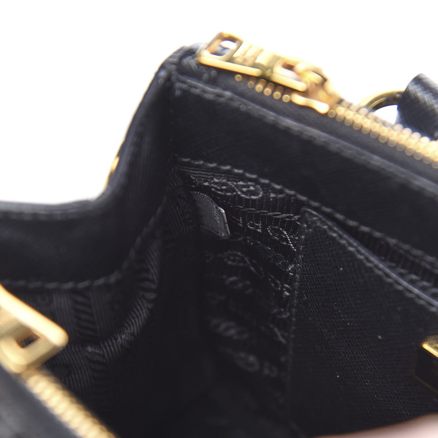 Saffiano Lux Micro Galleria Double Zip Tote Black