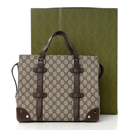 Gucci GG Supreme Monogram Textured Dollar Calfskin Small Detail Tote Beige Ebony New Acero 16 of 16