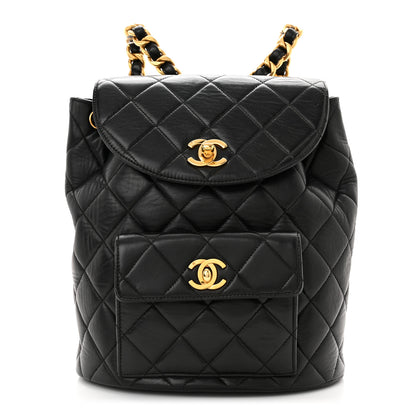Chanel Lambskin Quilted Drawstring Backpack Black 1 of 9