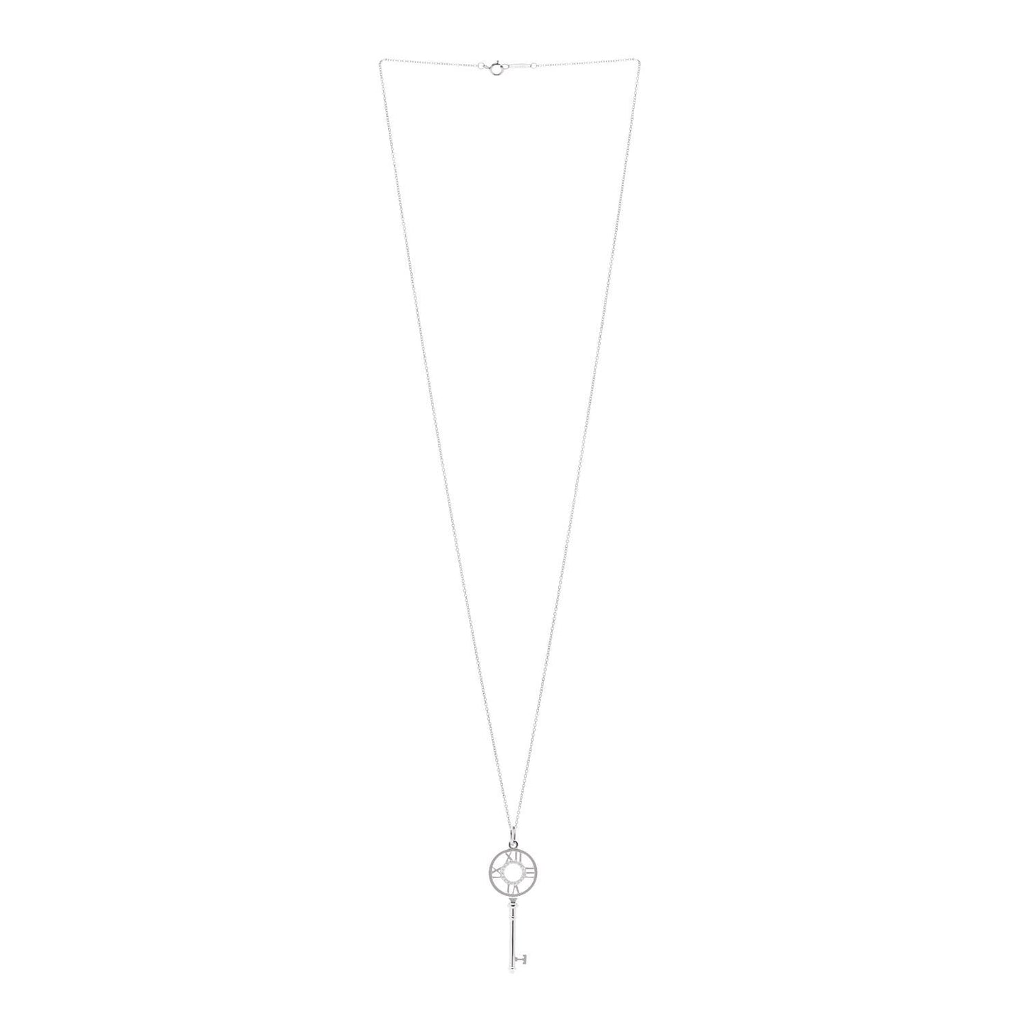 18K White Gold Diamond Atlas Key Pendant Necklace