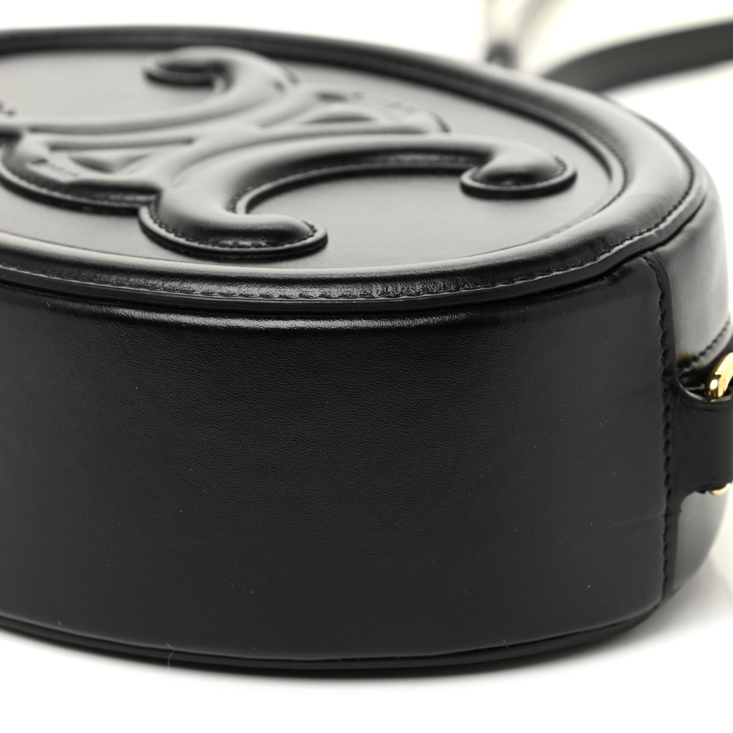 Celine Smooth Calfskin Cuir Triomphe Oval Bag Black 9 of 11
