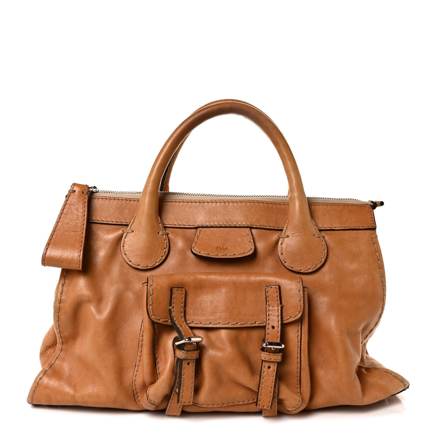 Calfskin Edith Satchel Beige