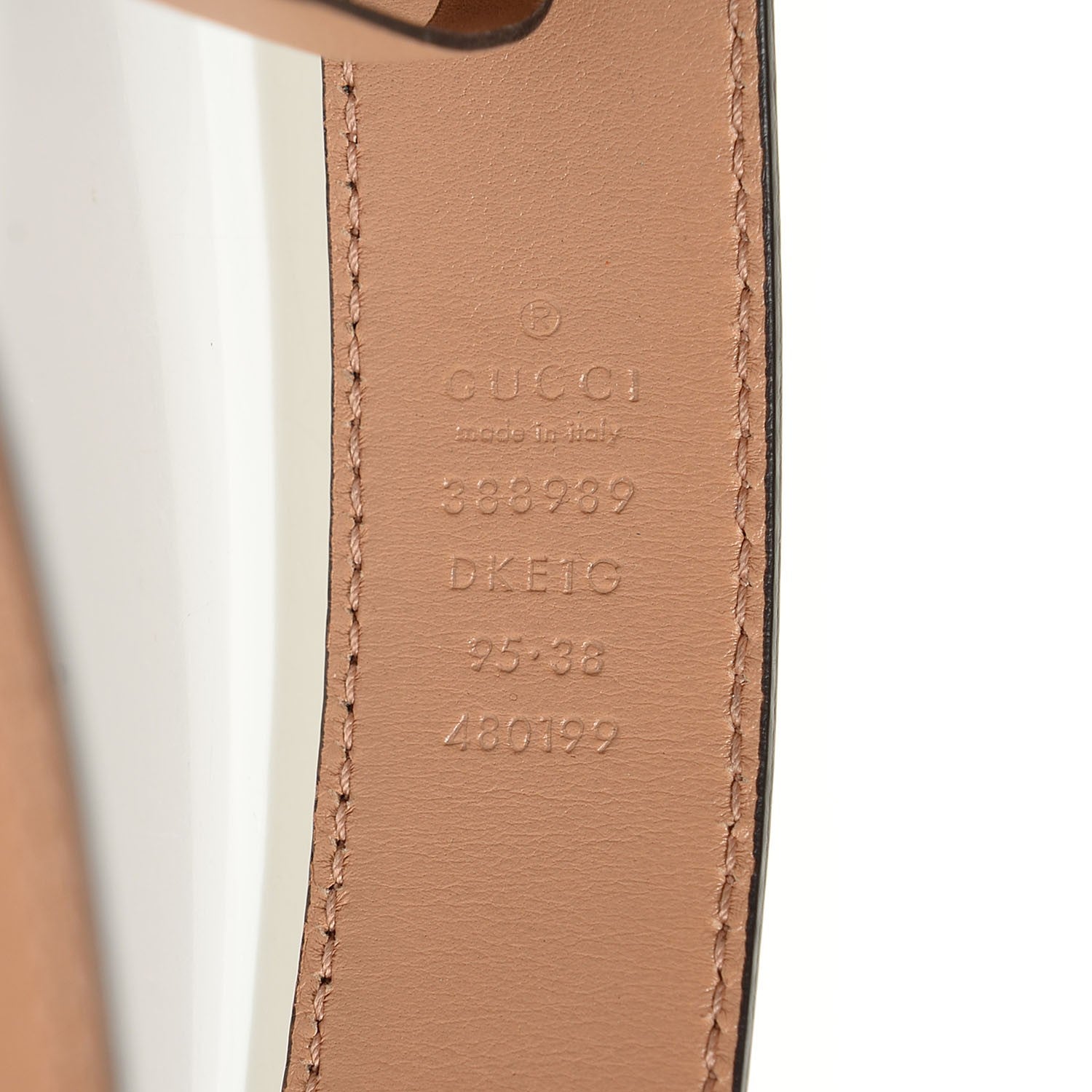 Gucci Leather Crystal Pearl Interlocking G Belt 95 38 Rose Beige 3 of 5