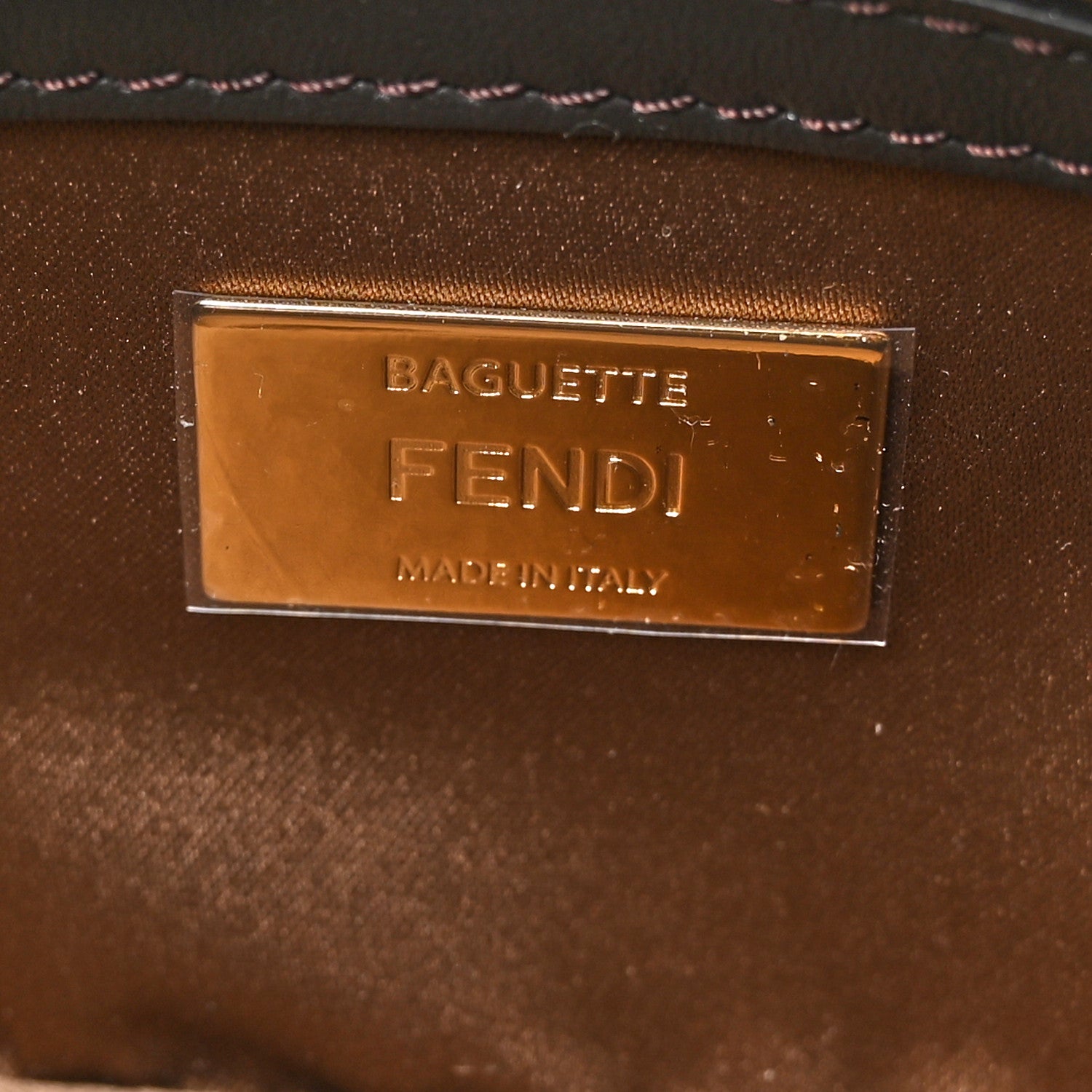 Fendi Vitello King Beaded Zucca Baguette Moro Black 6 of 11