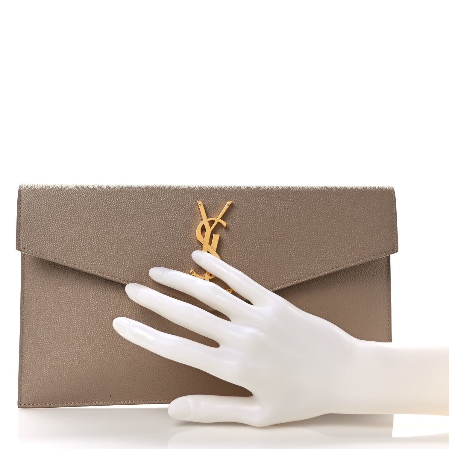 Saint Laurent Grain De Poudre Uptown Pouch Dark Beige 2 of 6