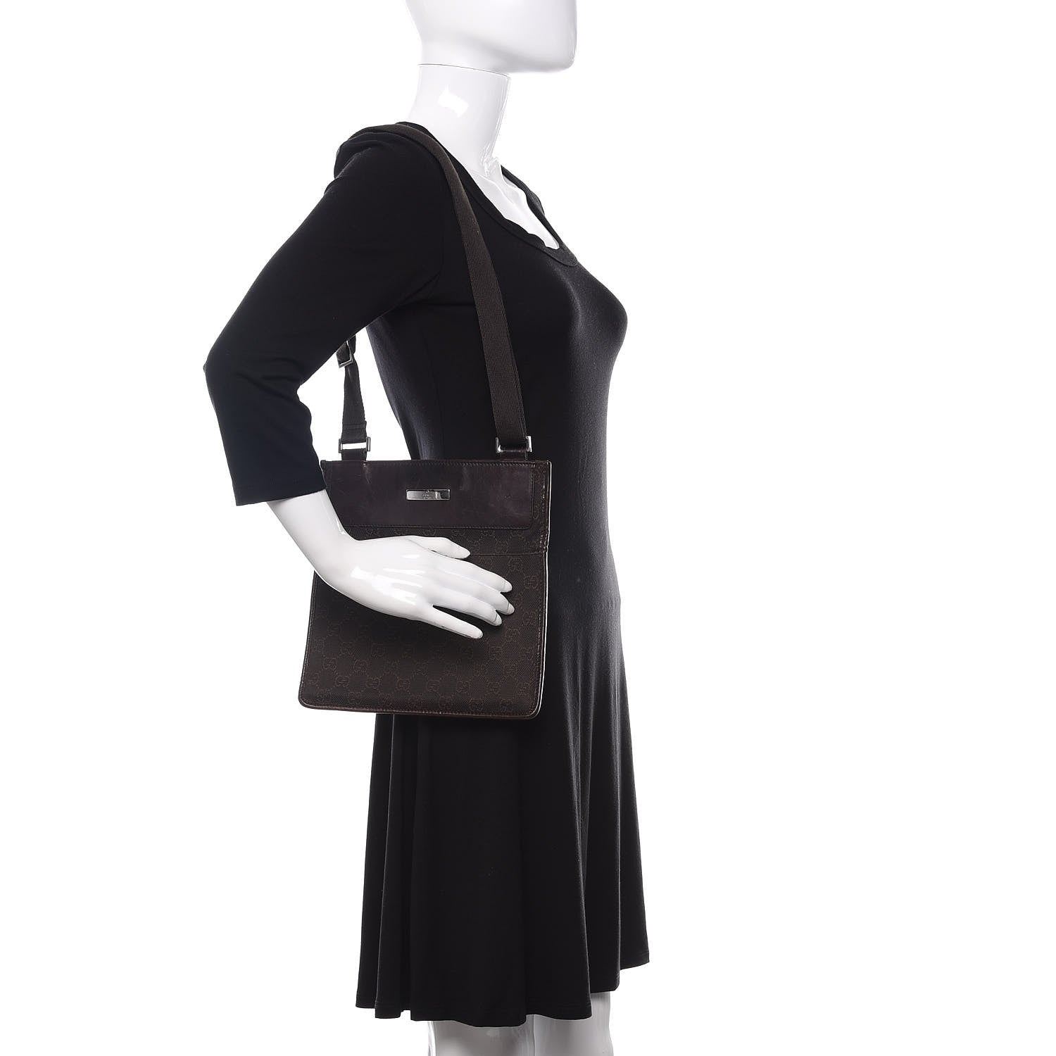 Gucci Monogram Messenger Crossbody Bag Brown 2 of 10