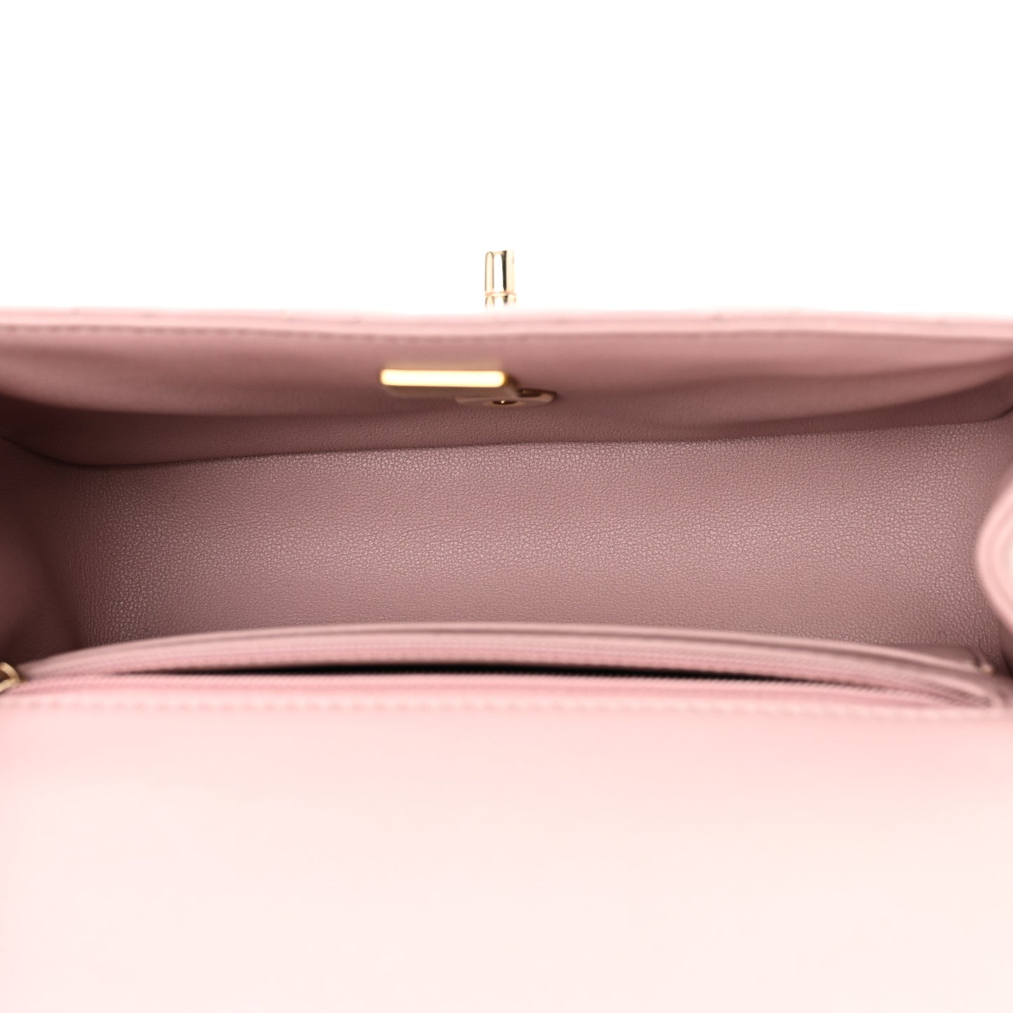 Lambskin Quilted Mini Top Handle Rectangular Flap Light Pink