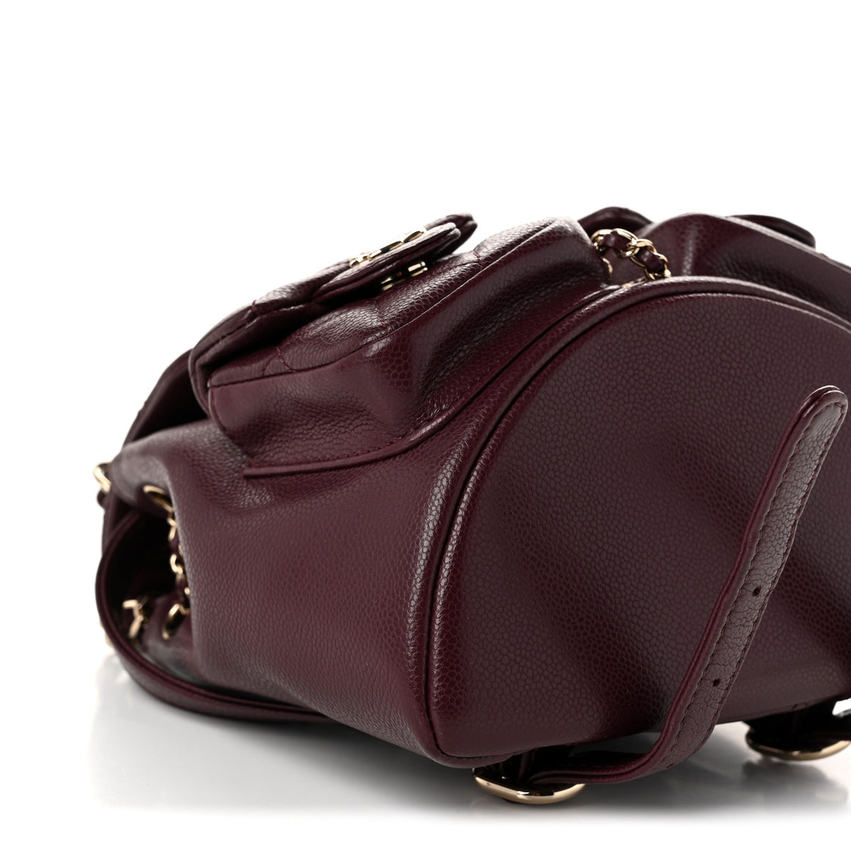 Chanel Shiny Caviar Quilted Small Duma Pockets Drawstring Backpack Burgundy 9 of 10