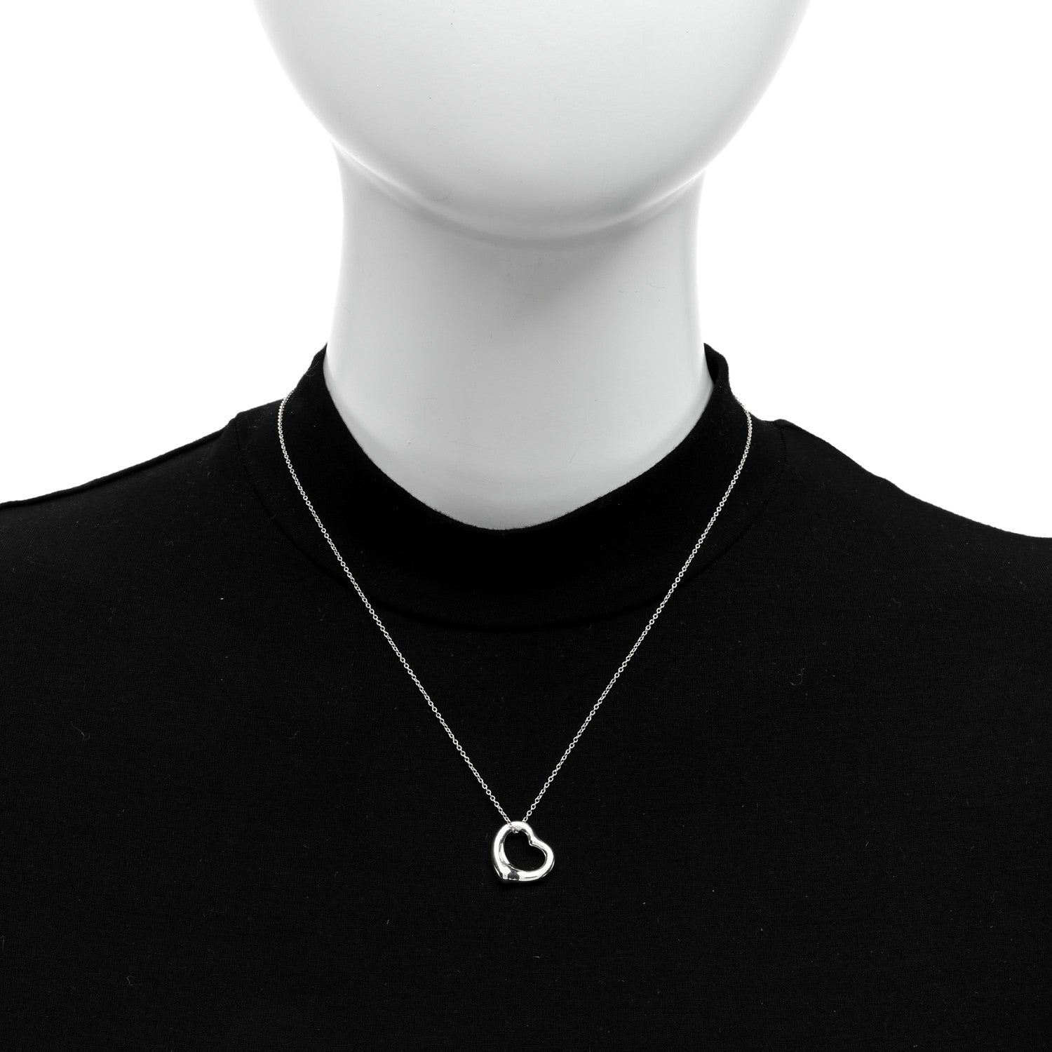 Tiffany Sterling Silver 16mm Elsa Peretti Open Heart Pendant Necklace 2 of 4