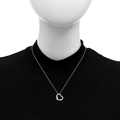 Tiffany Sterling Silver 16mm Elsa Peretti Open Heart Pendant Necklace 2 of 4