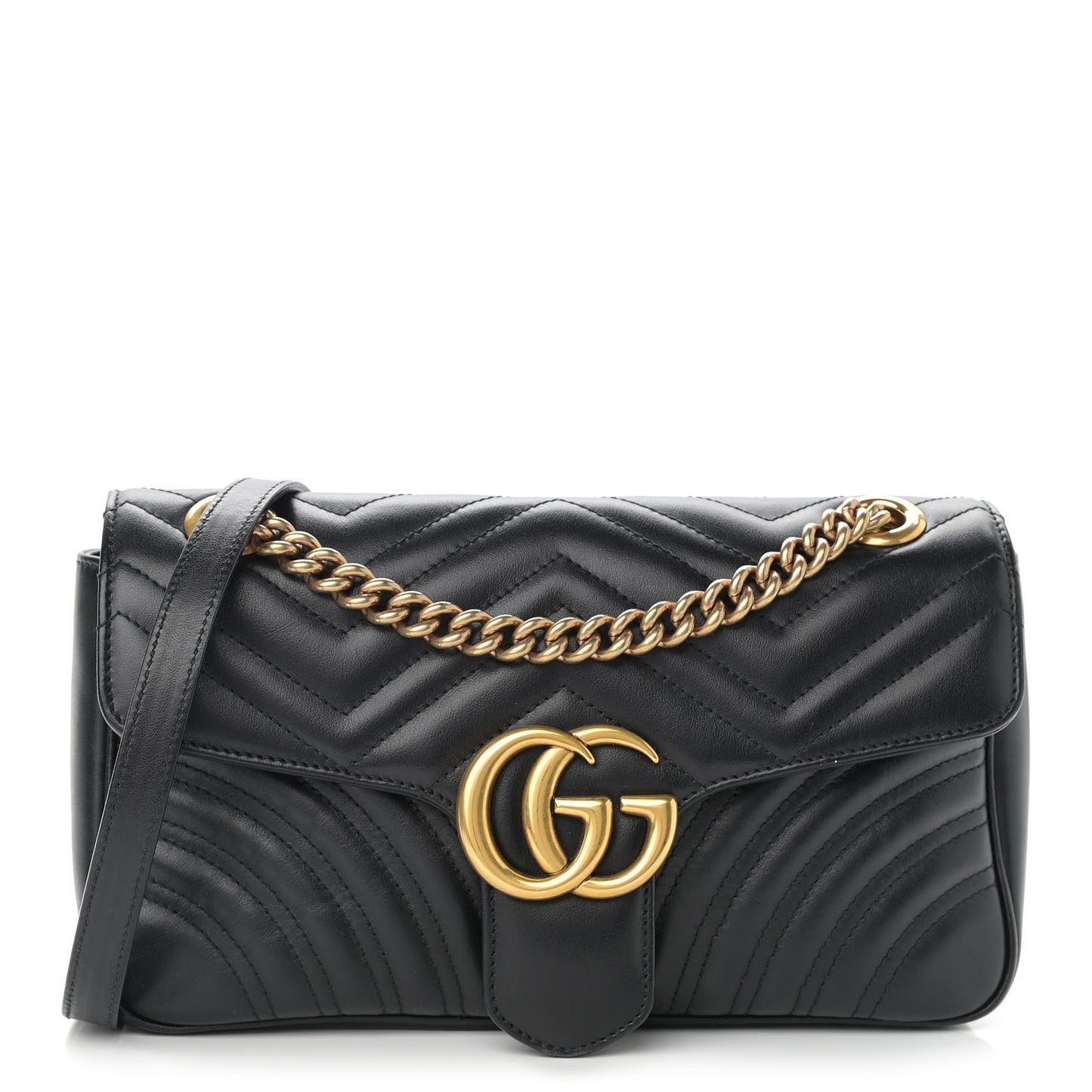 Calfskin Matelasse Small GG Marmont Shoulder Bag Black
