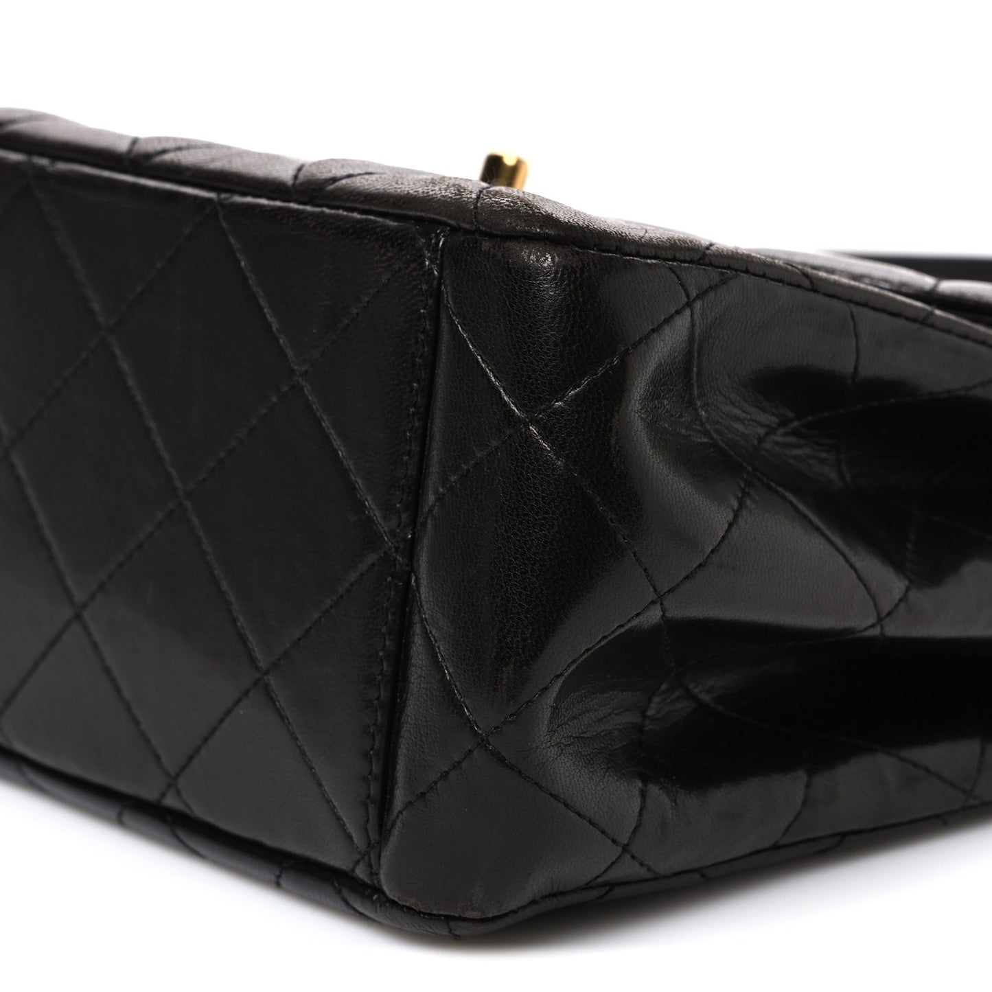 Lambskin Quilted Flap Shoulder Bag Black