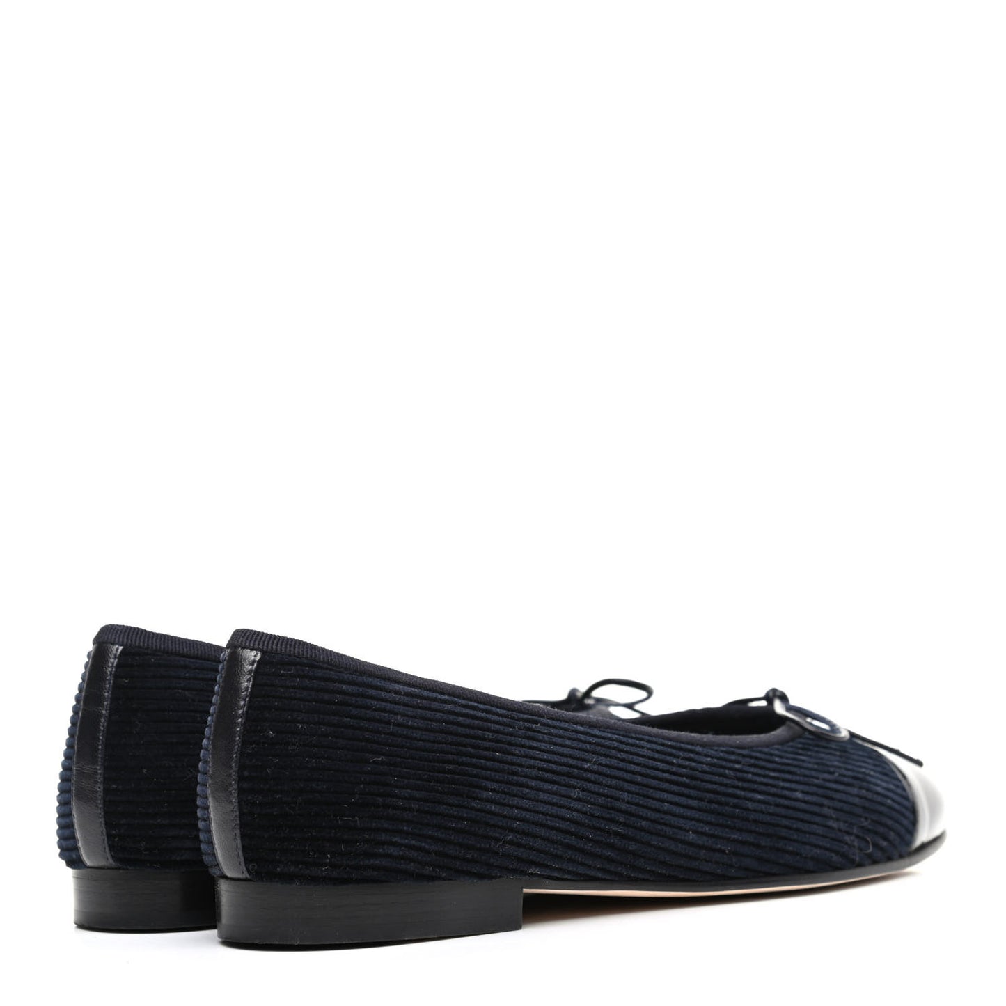 Corduroy Patent Cap Toe CC Ballerina Flats 36.5 Navy Black