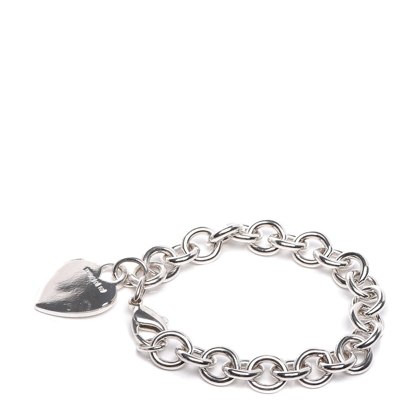 Sterling Silver Heart Tag Charm Bracelet