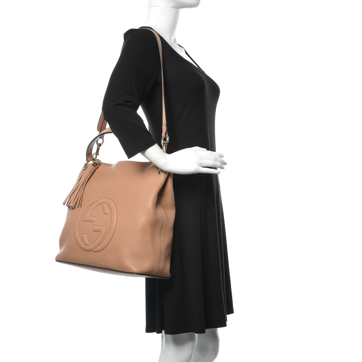 Gucci Pebbled Calfskin Large Soho Hobo Camelia 2 of 9