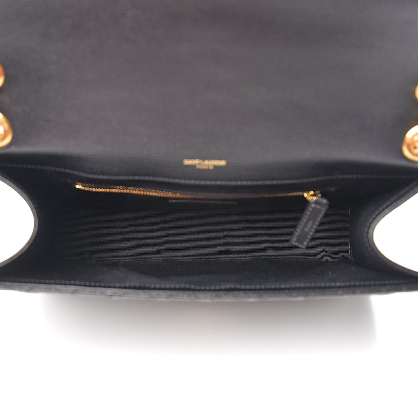 Grain De Poudre Textured Mixed Matelasse Large Triquilt Monogram Satchel Black