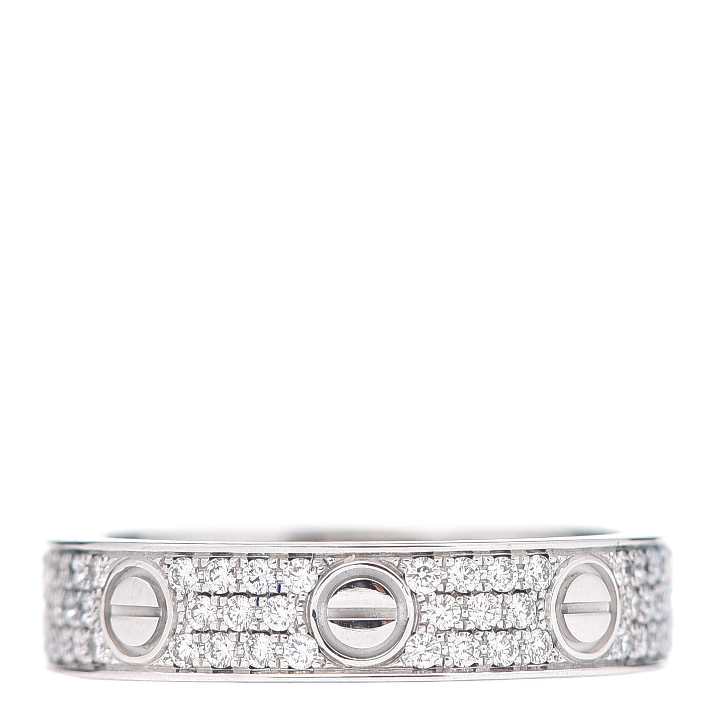 18K White Gold Diamond 4mm LOVE Wedding Paved Band Ring 49 4.75