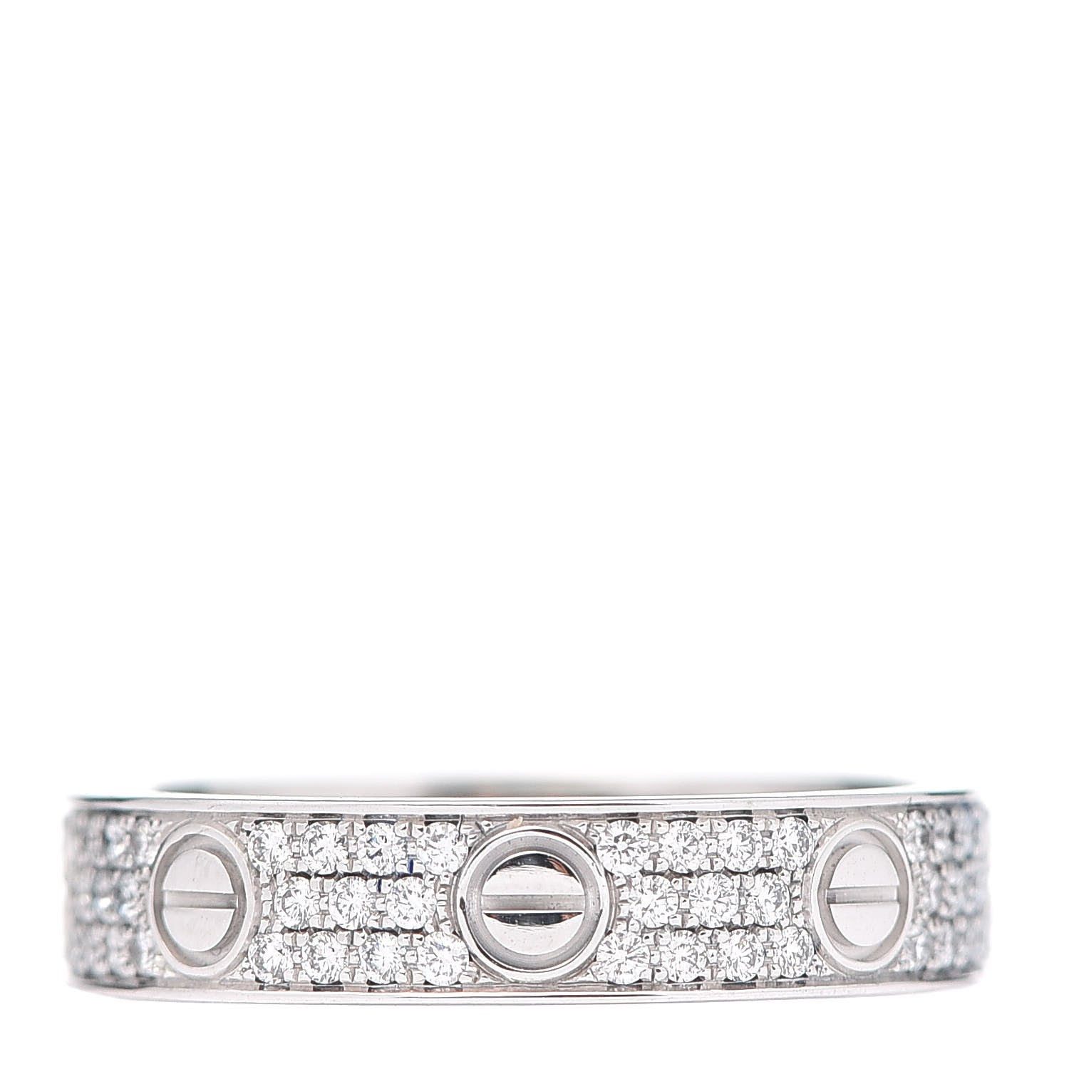 Cartier 18K White Gold Diamond 4mm LOVE Wedding Paved Band Ring 49 4.75 3 of 4