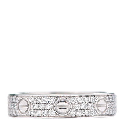 Cartier 18K White Gold Diamond 4mm LOVE Wedding Paved Band Ring 49 4.75 3 of 4
